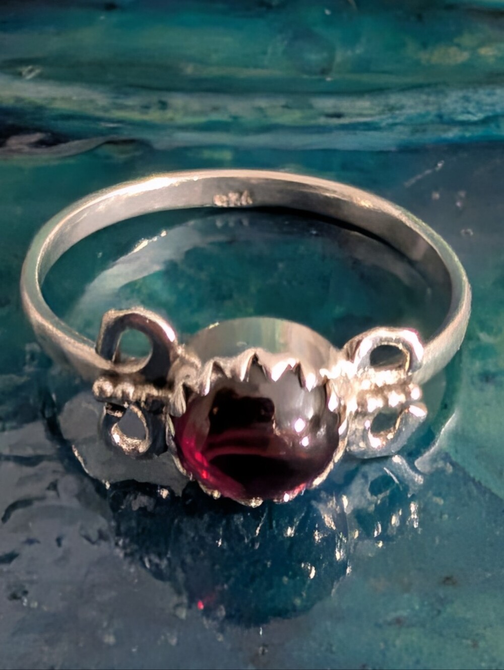 🆕 Unique 925 Sterling Silver Ring Genuine Garnet Ring Size 10 Solid Sterling - Picture 9 of 11